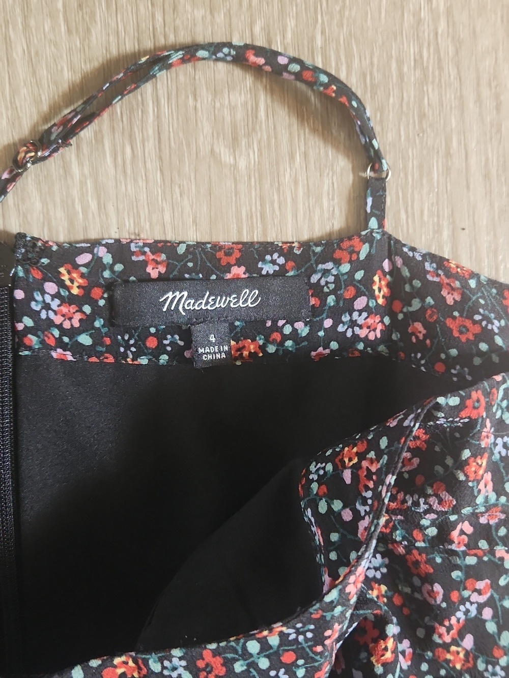 Madewell Black Mini Dress with Pink & Red Floral Print - Picture 2 of 3